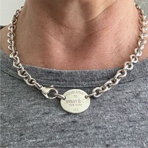 🩵18” X LONG Tiffany & Co. Oval Tag Choker Necklace